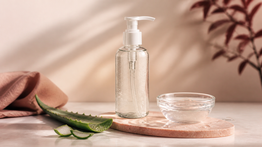 Flacon de lubrifiant naturel avec aloe vera et gel transparent