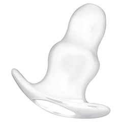 Dilatateur anal Addicted Toys 11 cm transparent seul sur fond blanc