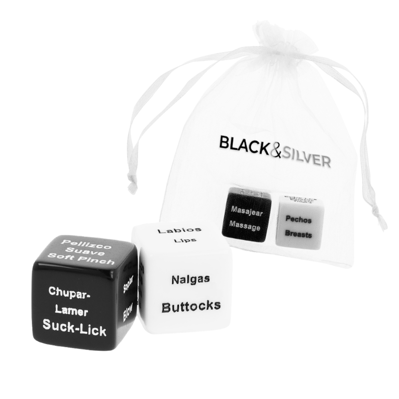 Dés érotiques pour couple Black&Silver 2 cm