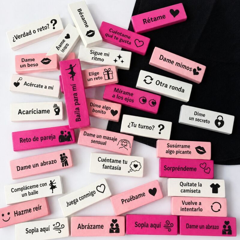 Jeu en bois Sac de 16 blocs d’amour en espagnol – Diverty Sex