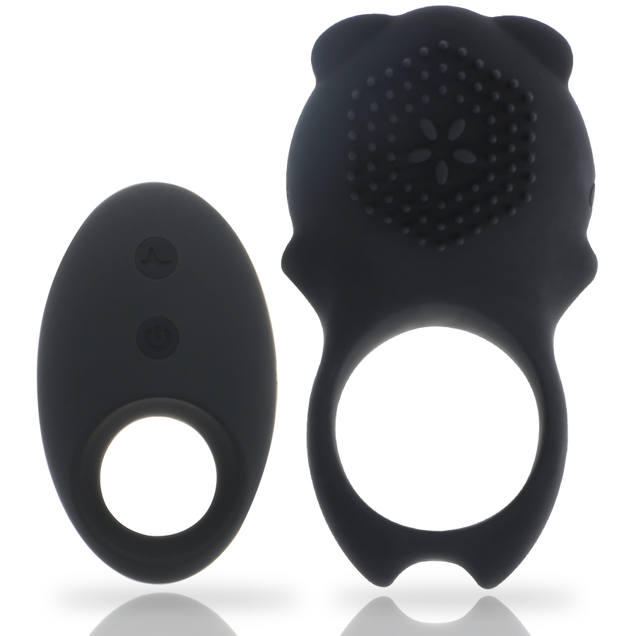 Anneau vibrant Colosseo à télécommande noir – Mia — produit seul sur fond blanc