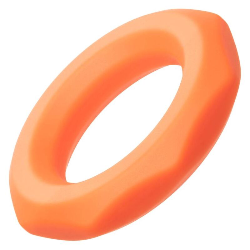 Anneau pénien Alpha Liquid Silicone Sexagon orange – CalExotics — autre vue