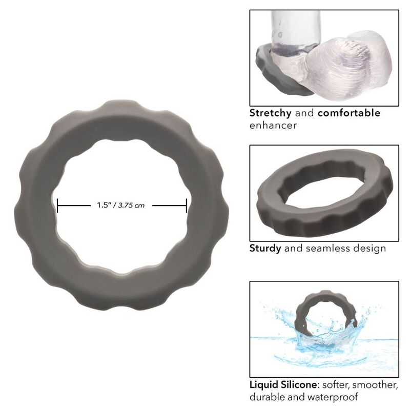 Anneau pénien Alpha Liquid Silicone Erect gris – CalExotics — autre vue