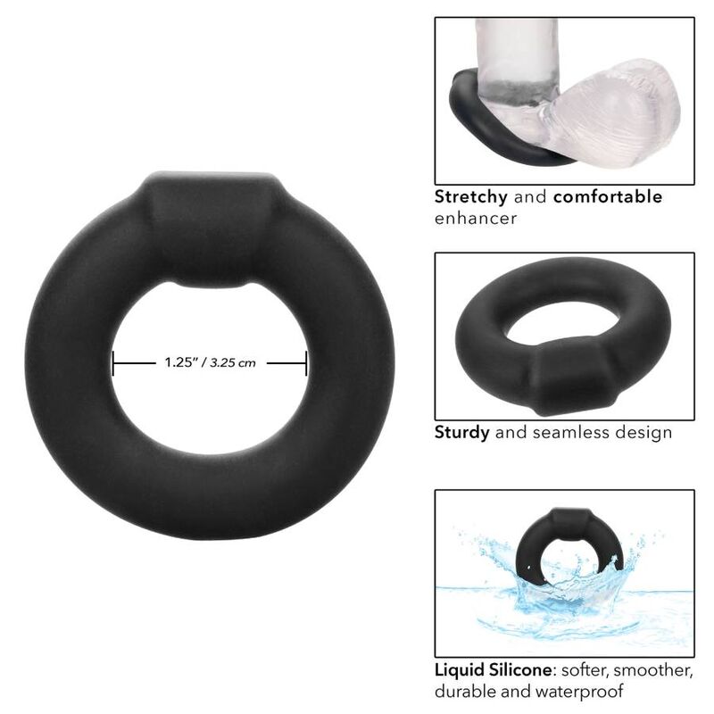 Anneau pénien Alpha Liquid Silicone Optimum noir – CalExotics — autre vue