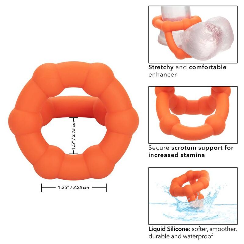 Double anneau pénien Alpha Liquid Silicone All Star orange – CalExotics — autre vue