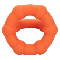 Double anneau pénien Alpha Liquid Silicone All Star orange – CalExotics — produit seul sur fond blanc