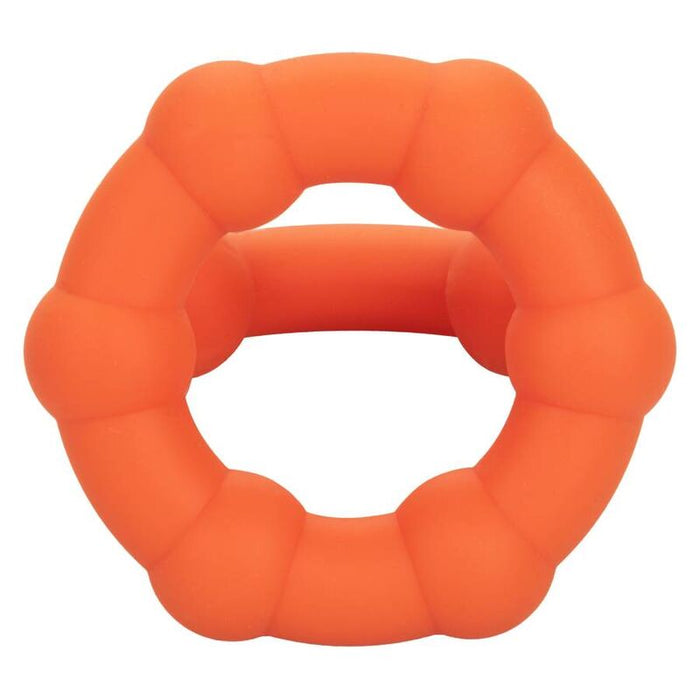Double anneau pénien Alpha Liquid Silicone All Star orange – CalExotics — produit seul sur fond blanc