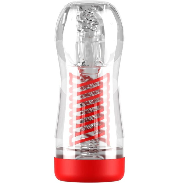Masturbateur transparent ViewTube 2 Spiral Compression – PDX Elite — produit seul sur fond blanc