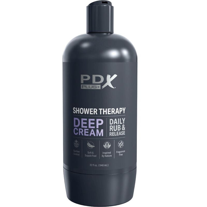 Masturbateur discret Shower Therapy Deep Cream – PDX Plus — produit seul sur fond blanc