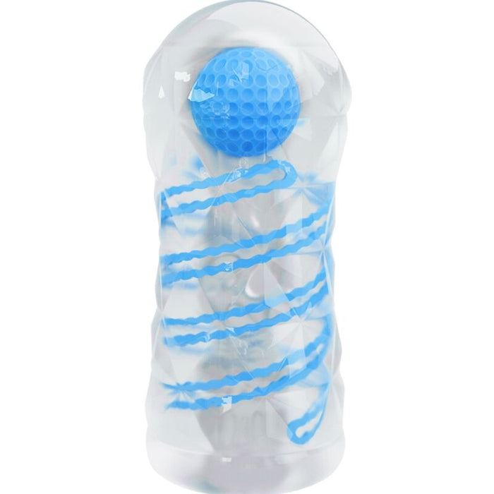 Masturbateur manuel à spirales bleues – Pretty Love — produit seul sur fond blanc