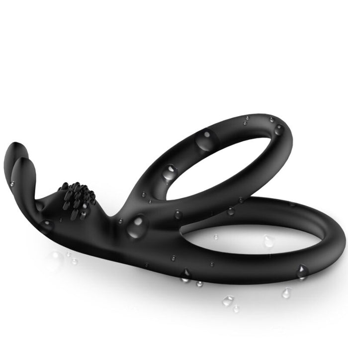 Double anneau pénien rabbit Tensy noir – Armony — produit seul sur fond blanc