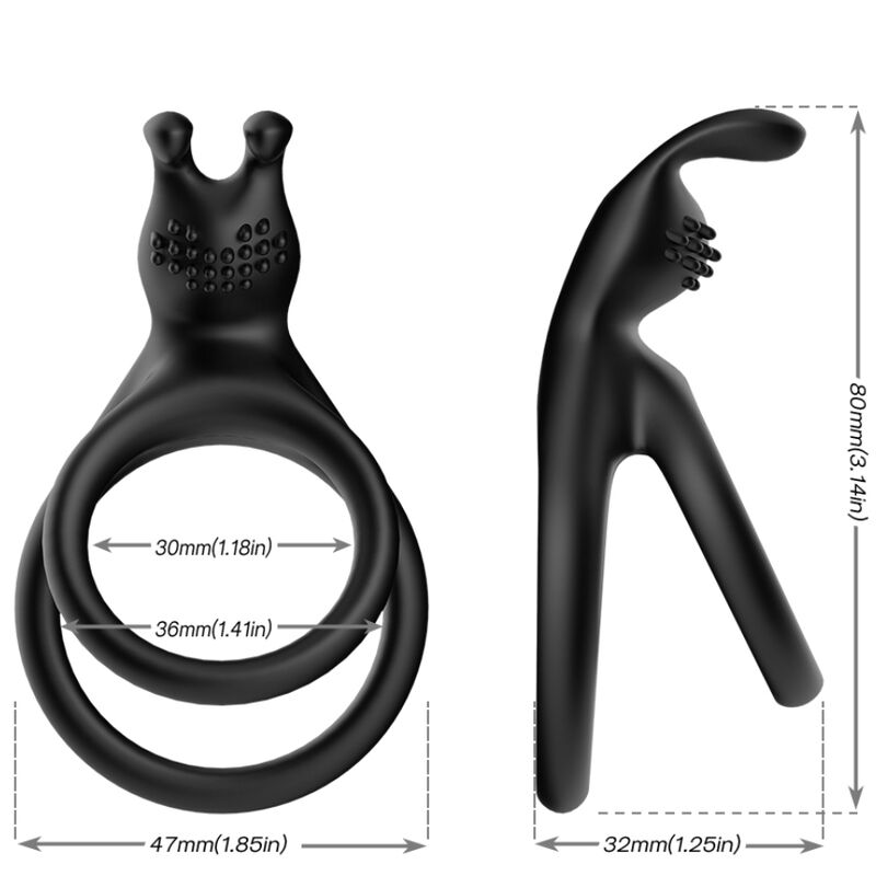 Double anneau pénien rabbit Tensy noir – Armony — autre vue