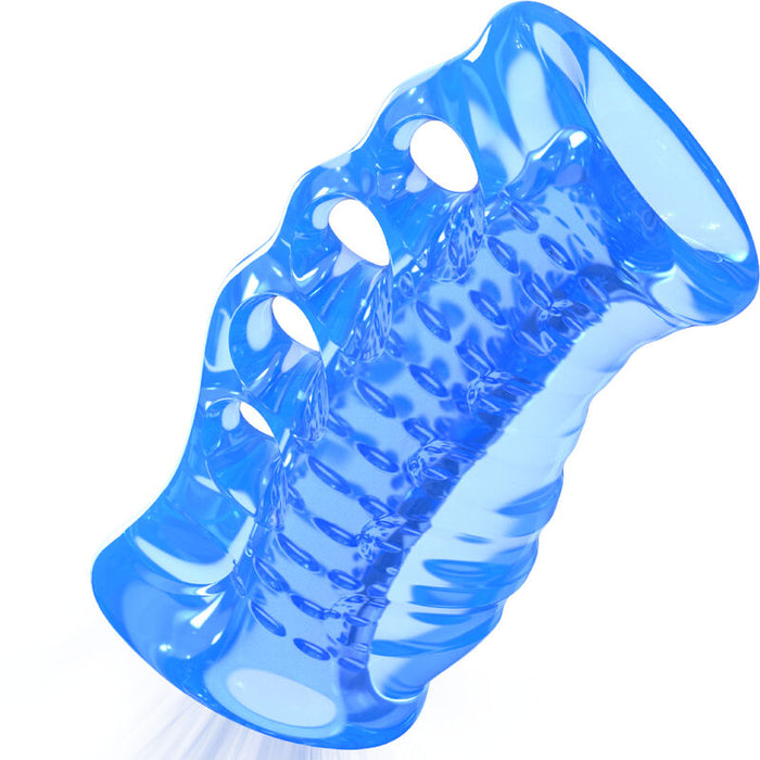 Masturbateur manuel à prise quatre doigts bleu – Armony — produit seul sur fond blanc