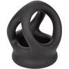 Double anneau Alpha Liquid Silicone Dual Cage & Ring noir – CalExotics — produit seul sur fond blanc