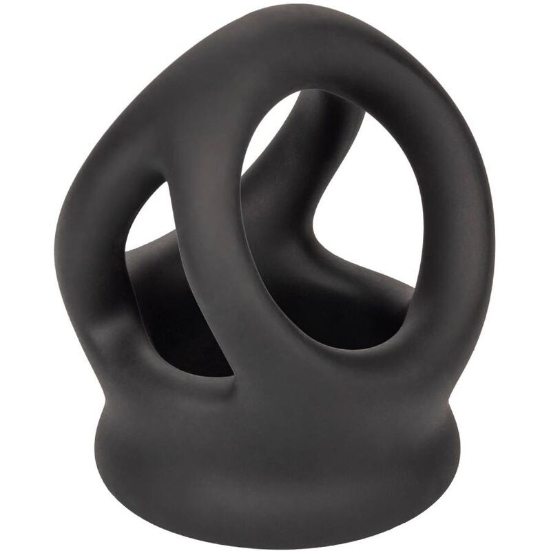 Double anneau Alpha Liquid Silicone Dual Cage & Ring noir – CalExotics — produit seul sur fond blanc
