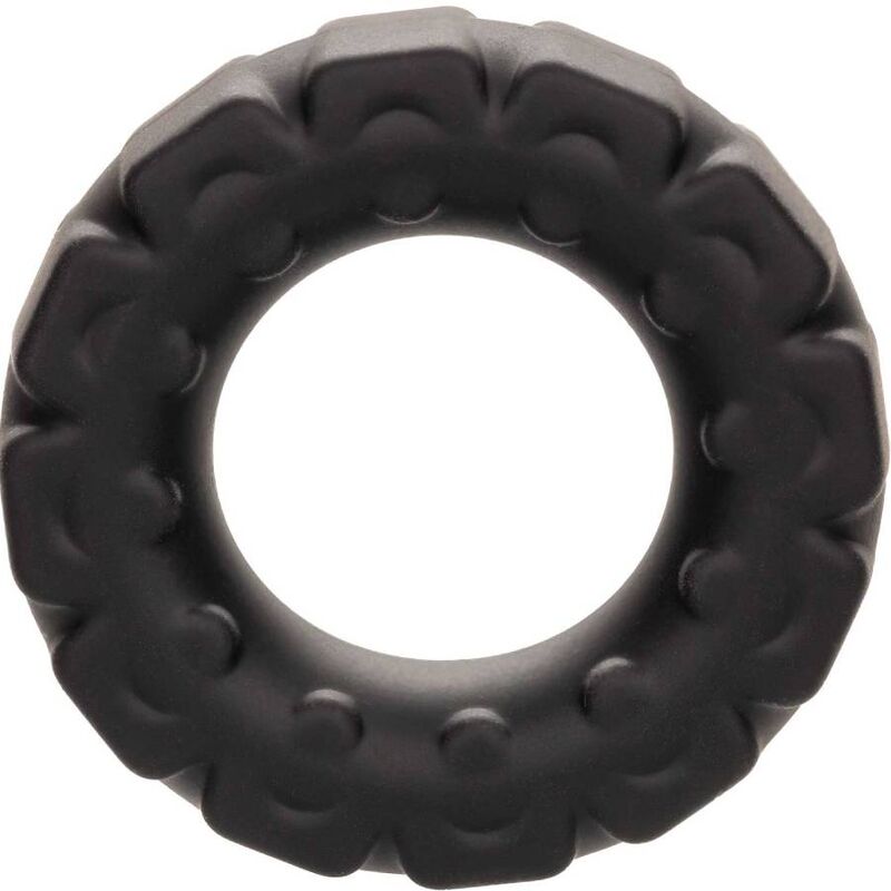 Anneau Alpha Liquid Silicone Prolong Tread noir – CalExotics — produit seul sur fond blanc