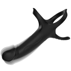 Gode vibrant noir avec anneaux de maintien – Armony — produit seul sur fond blanc