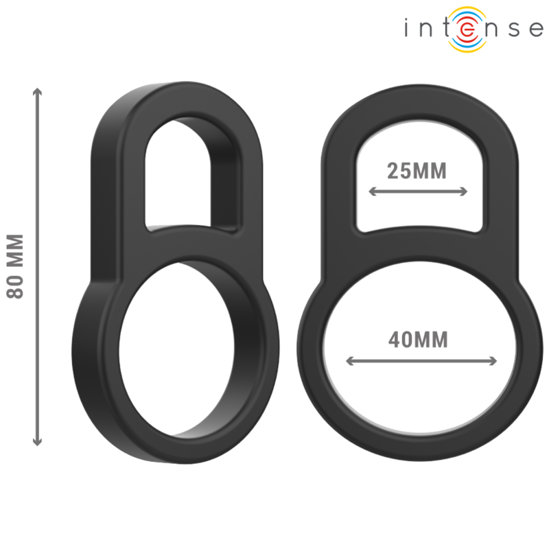 Double anneau pénien Bobby en silicone noir – Intense — autre vue