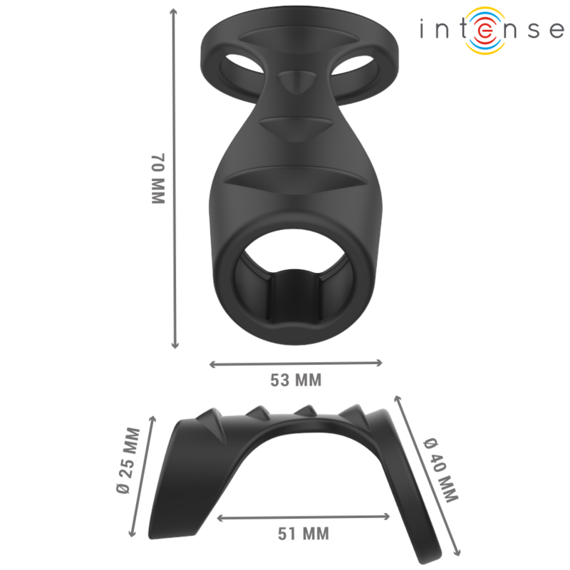 Double anneau pénien Theo en silicone noir – Intense — autre vue