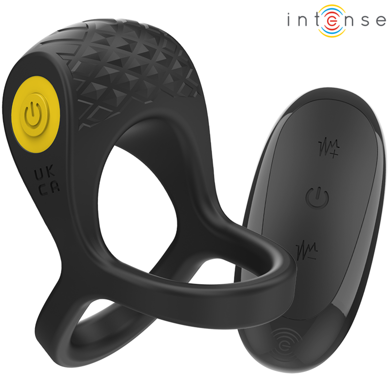 Double anneau vibrant télécommandé Alex noir – Intense — produit seul sur fond blanc