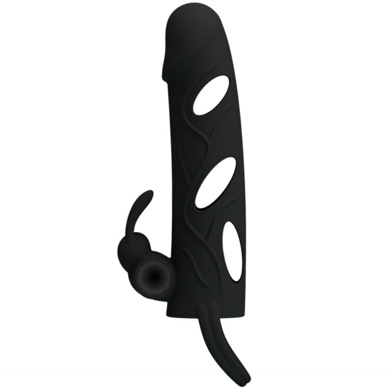 Gaine pénienne vibrante Ajourée noire – Pretty Love – 14 cm