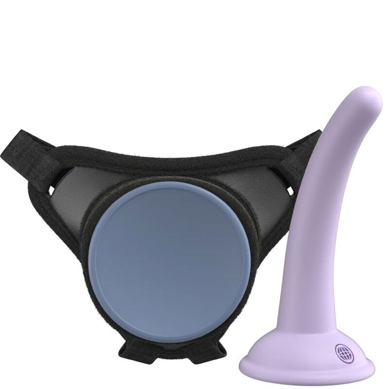 Harnais Body Dock SE et gode violet seuls sur fond blanc – Dillio