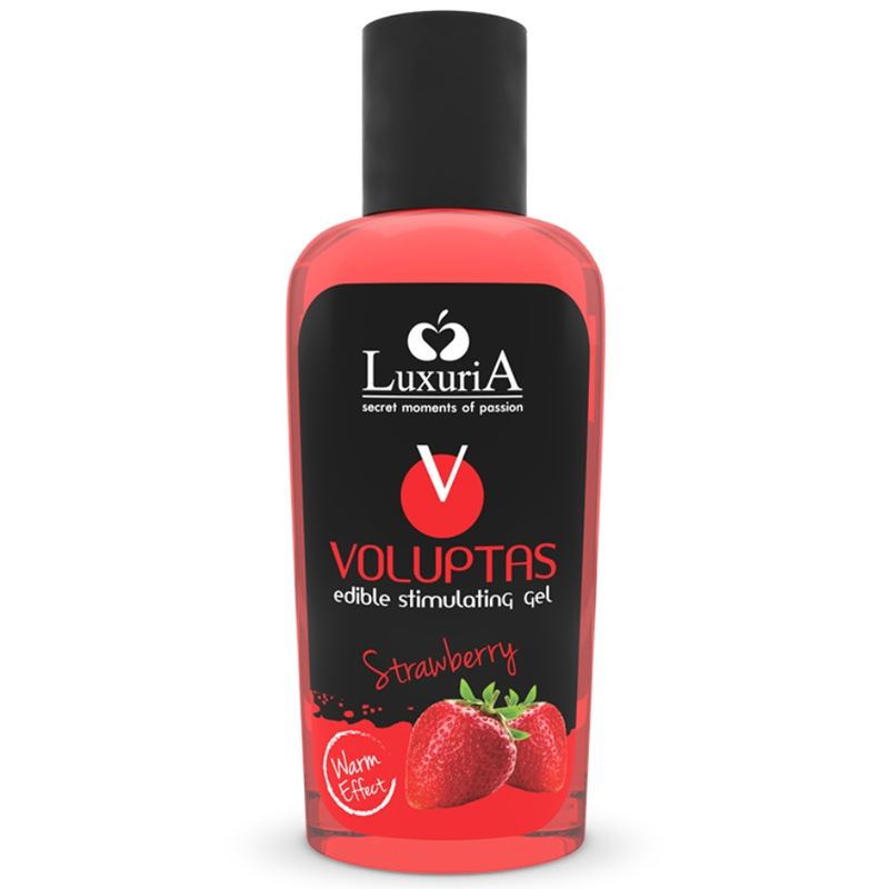 Gel voluptas de massage comestible effet chauffant - fraise 100 ml – Intimateline Luxuria – vue 1