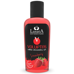 Gel voluptas de massage comestible effet chauffant - fraise 100 ml – Intimateline Luxuria – vue 1