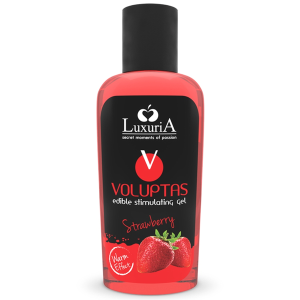Gel voluptas de massage comestible effet chauffant - fraise 100 ml – Intimateline Luxuria – vue 1