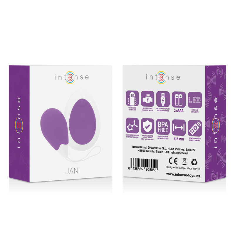 Œuf vibrant Jan lilas avec télécommande – Intense