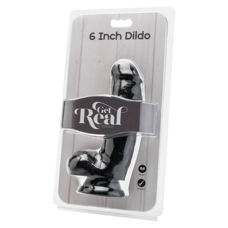 Gode réaliste avec testicules 12 cm noir – Get Real — vue 2