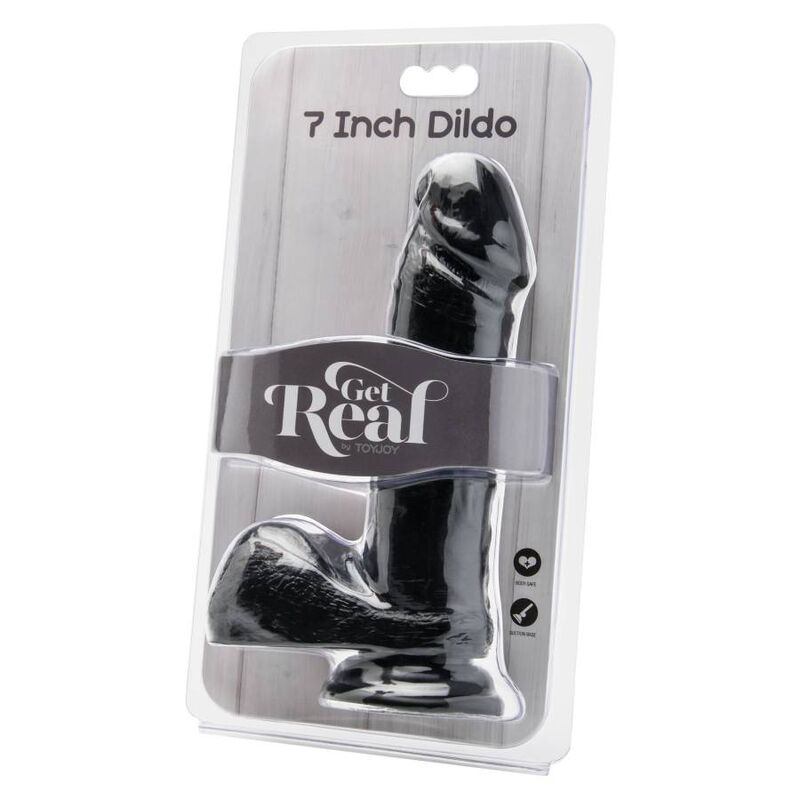 Gode réaliste avec testicules 18 cm noir – Get Real — vue 2