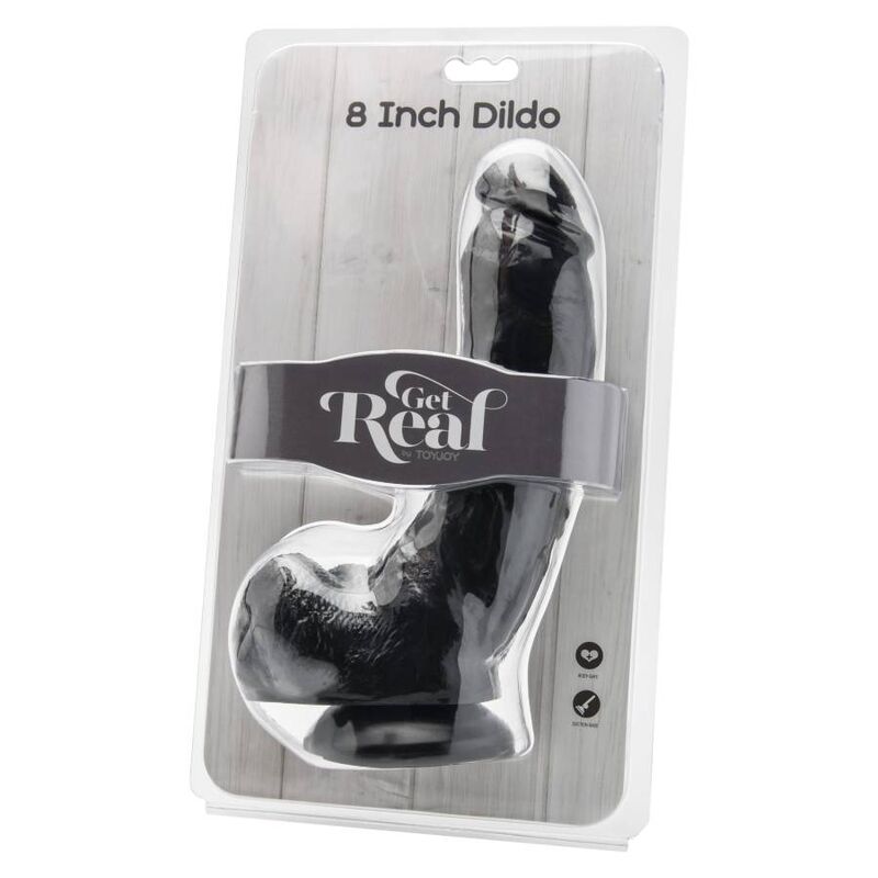 Gode réaliste avec testicules 20,5 cm noir – Get Real — vue 2