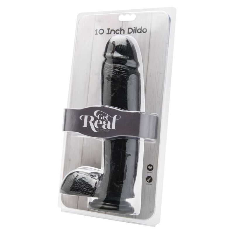 Gode réaliste Get Real 25,5 cm avec boules noires – détail