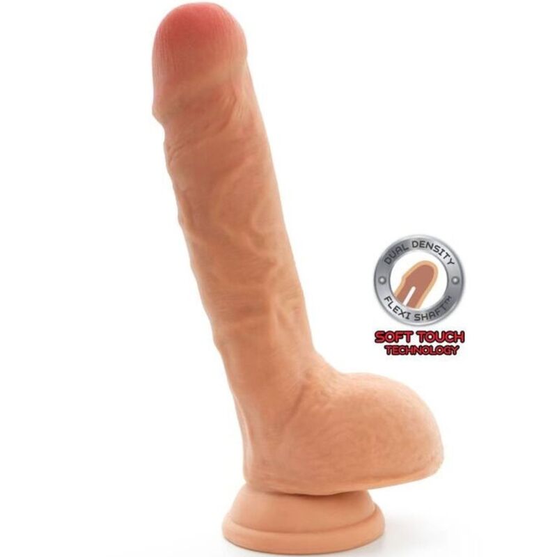 Gode réaliste Double densité avec testicules 18 cm chair – Get Real — vue 1