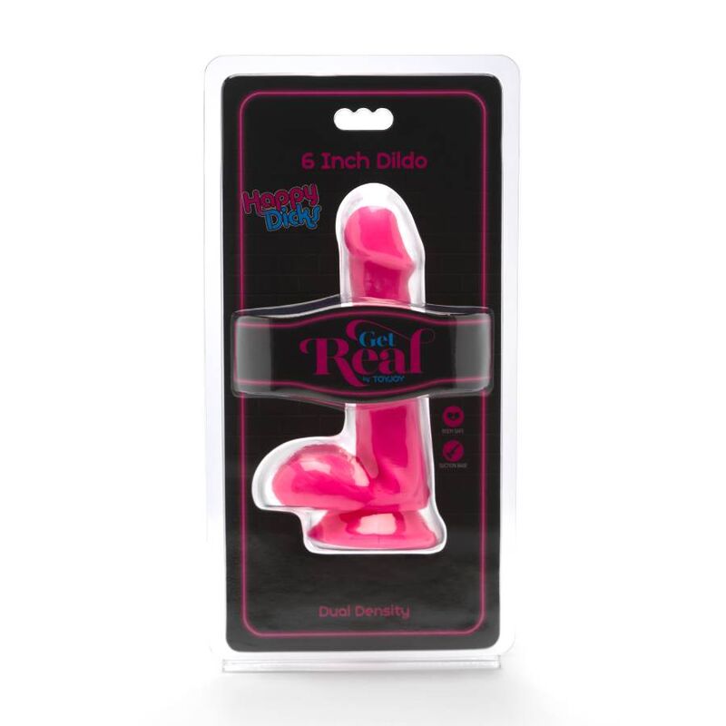 Gode réaliste Happy Dicks avec testicules 12 cm rose – Get Real — vue 2
