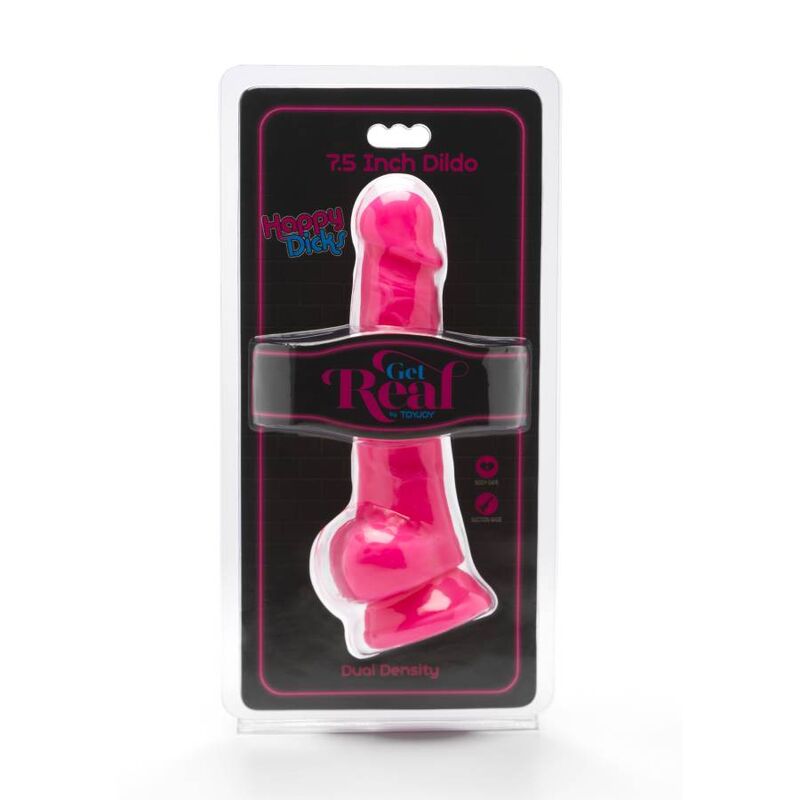 Gode réaliste Happy Dicks avec testicules 19 cm rose – Get Real — vue 2