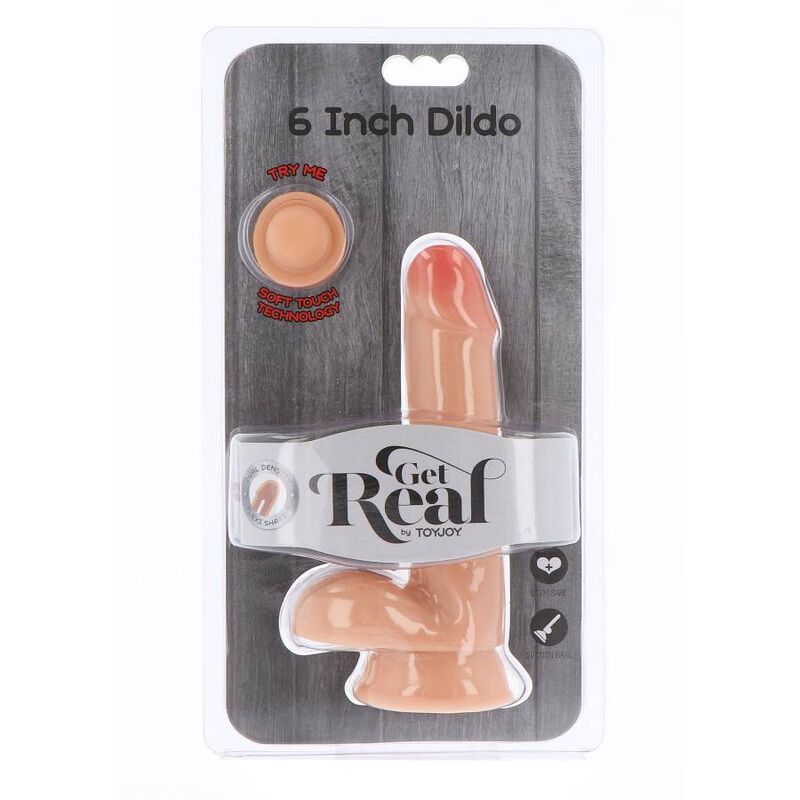 Gode réaliste Double densité avec testicules 17 cm chair – Get Real — vue 2