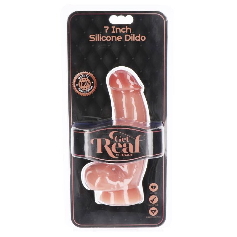 Gode réaliste avec testicules silicone 18 cm chair – Get Real — vue 4