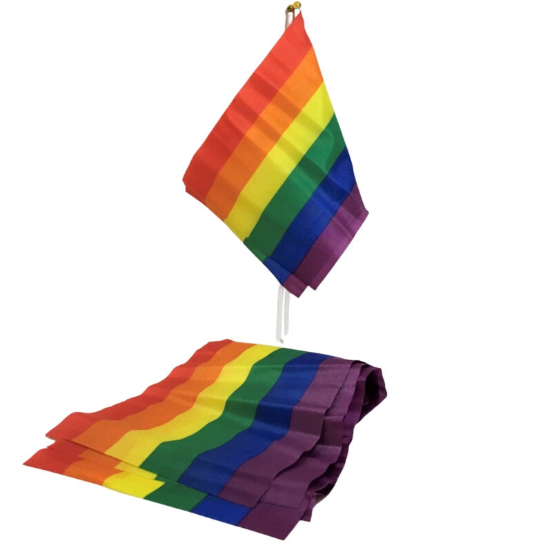 Petit fanion LGBT 20 × 15 cm avec bâton de 30 cm – Pride