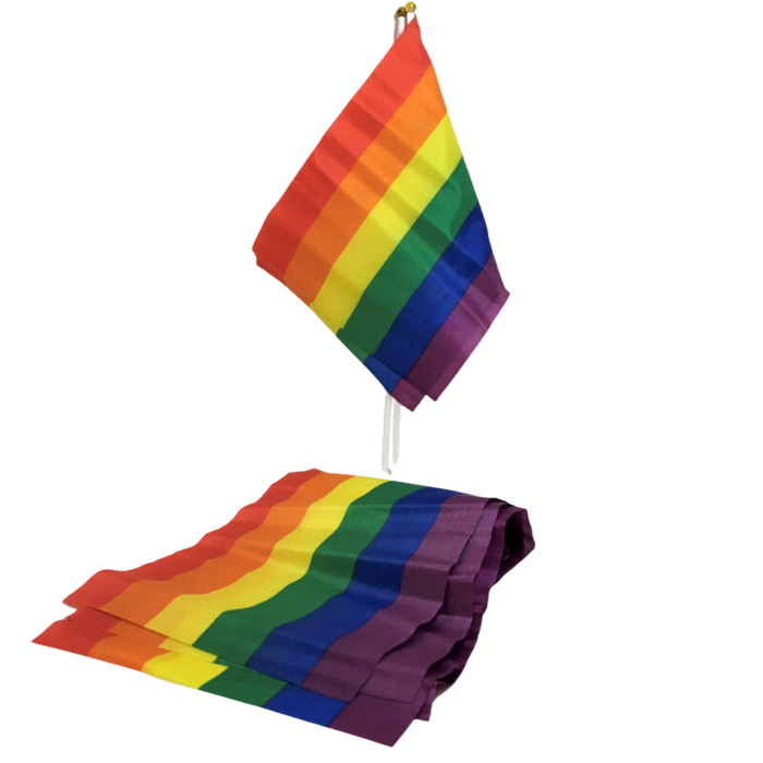 Petit fanion LGBT 20 × 15 cm avec bâton de 30 cm – Pride