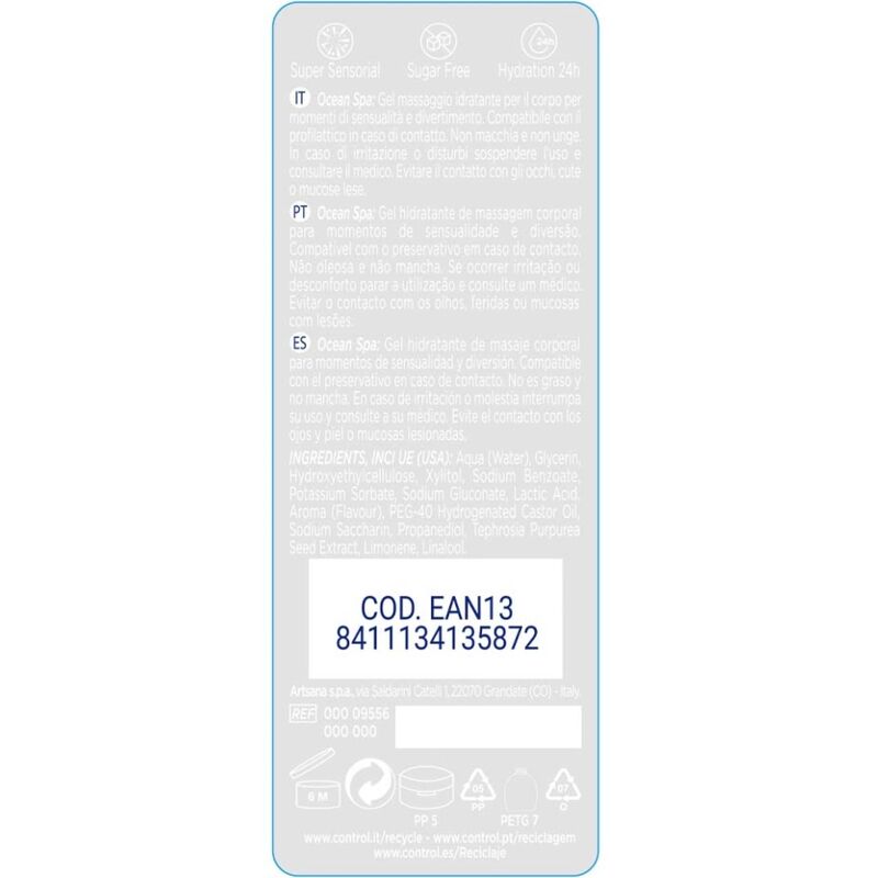 Gel 2-en-1 Massage & Plaisir Mer Méditerranée 200 ml – Control