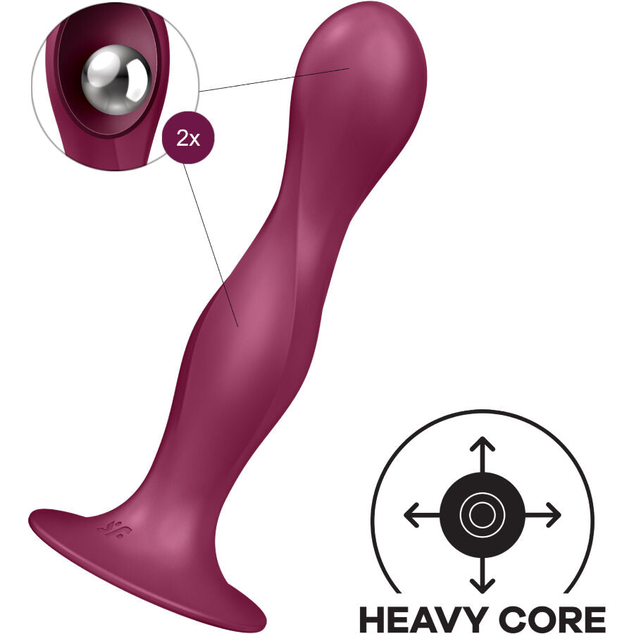 SATISFYER - Gode en silicone double ball-r grenat – vue 3