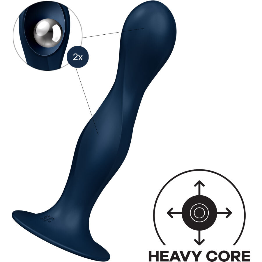 SATISFYER - Dildo en silicone double ball-r bleu – vue 3