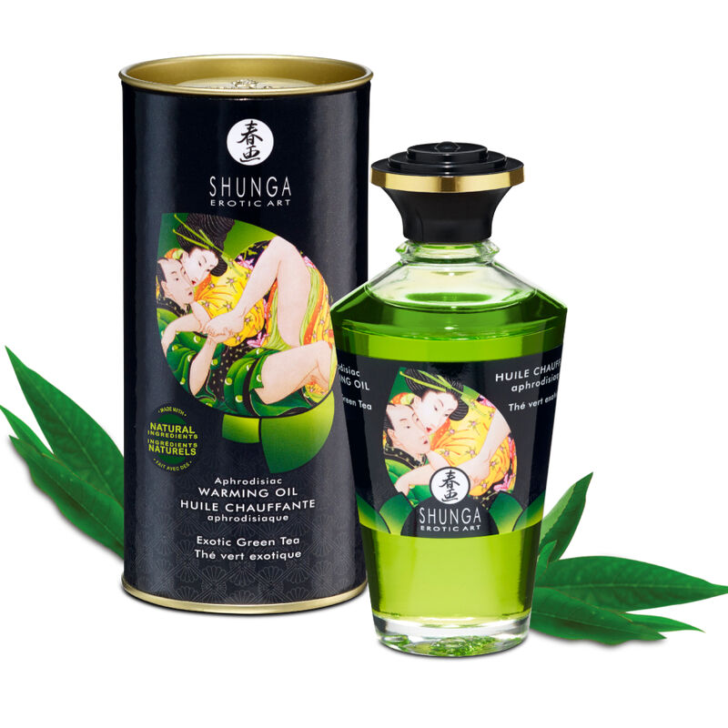 Huile de massage chauffante Thé Vert bio 100 ml – Shunga – image 1