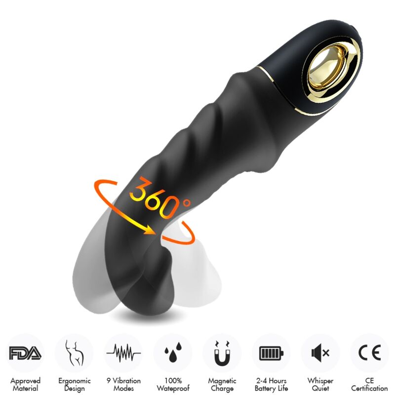 Gode vibromasseur rotatif Joyblade noir – Armony – vue 3