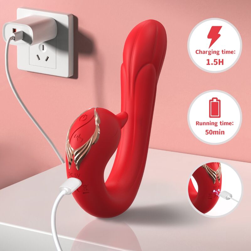 Vibromasseur multiposition chauffant Delfin rouge – Armony – vue 4