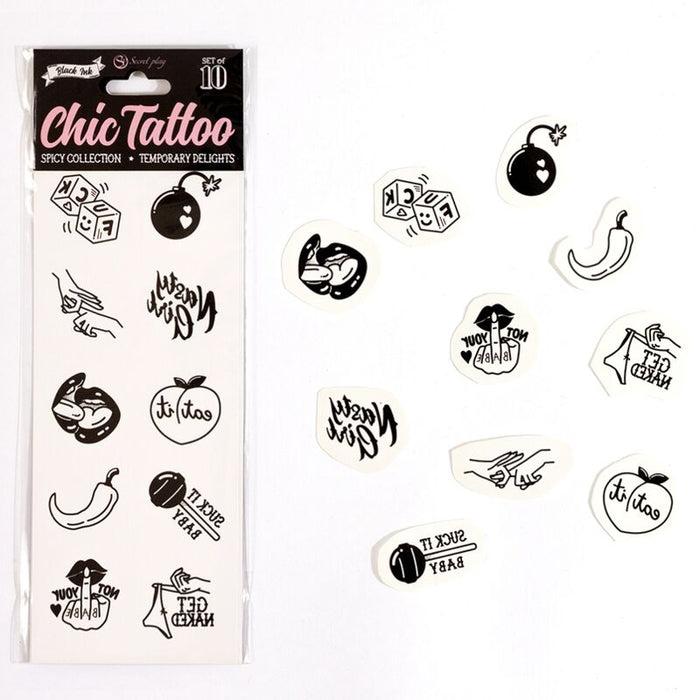 Tatouages temporaires Spicy Collection, lot de 10 – Secretplay
