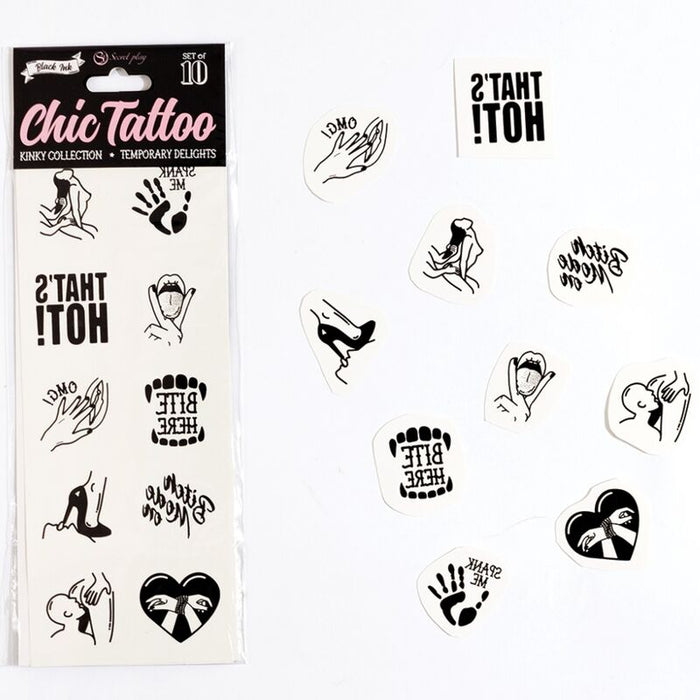 Tatouages temporaires Kinky Collection, lot de 10 – Secretplay