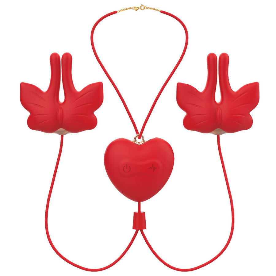 ARMONY - PINCES À TÉTONS MAGNÉTIQUES À VIBRATION FORME PAPILLON ROUGES – vue 3